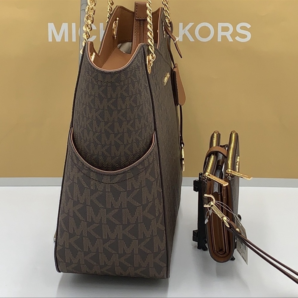 MICHAEL KORS LG XCHAIN SHOULDER TOTE & WALLET-WRISTLET-PHONE CASE 2 pieces SET - Picture 5 of 16